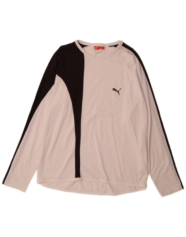 Puma Herren Top Langarm XL Weiß Farbblock