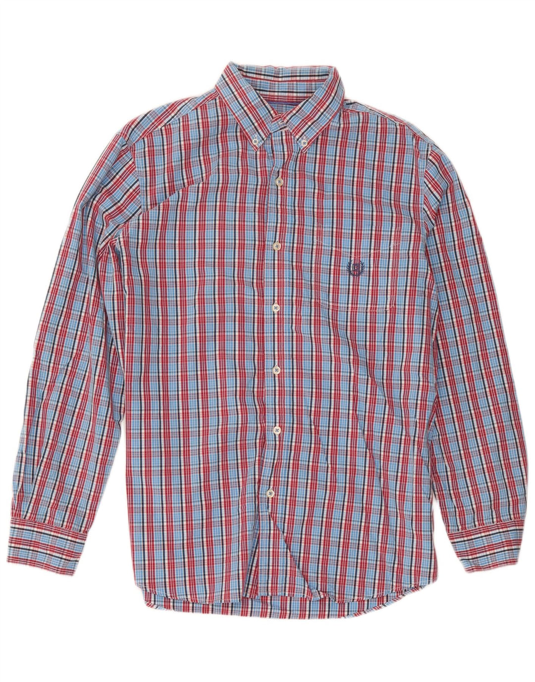 Chaps Herrenhemd aus mittelblau karierter Baumwolle