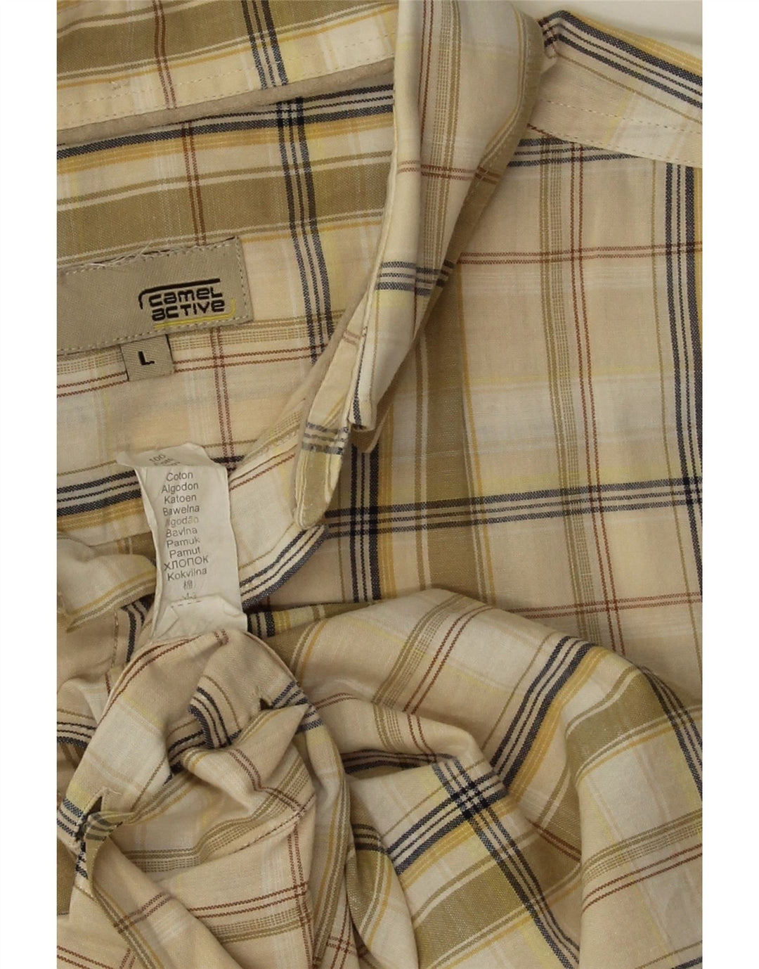 Camel Active Herren-Kurzarmhemd, groß, grün kariert, Baumwolle