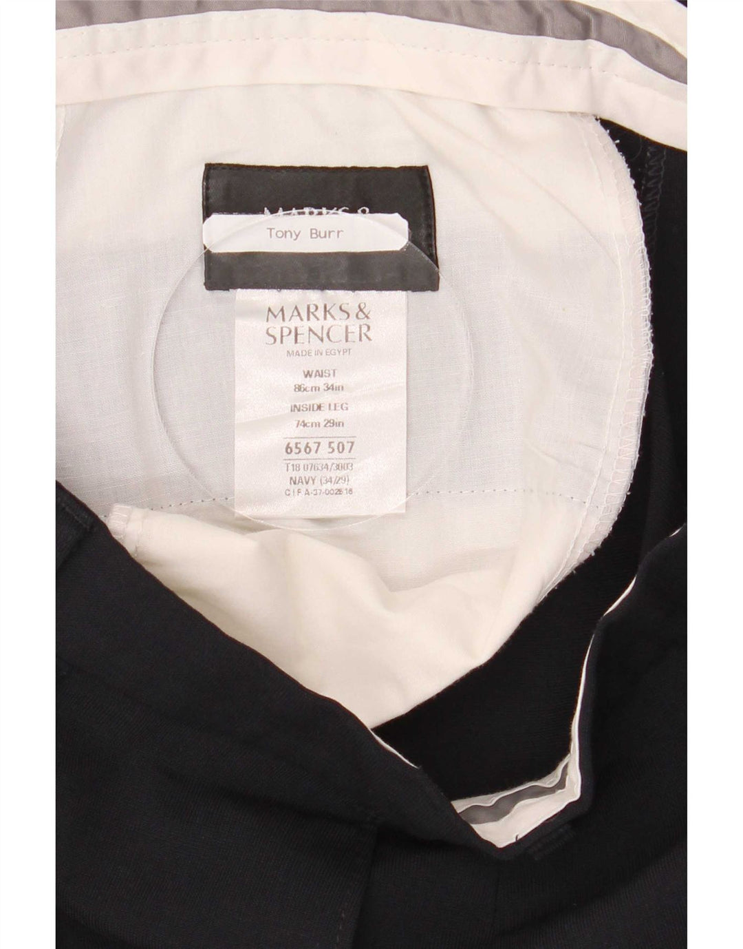 Marks & Spencer Herren-Anzughose mit Pegged-Anzug, W34, L29, marineblaues Polyester