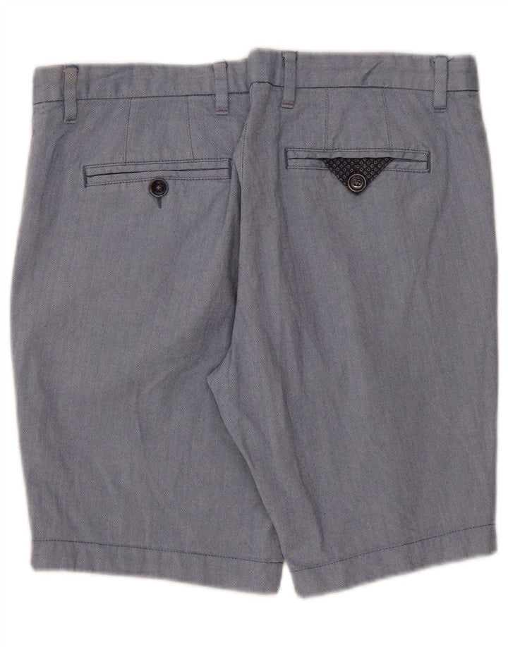 Ted Baker Herren-Chinoshorts, W34, groß, blaue Fischgräten-Baumwolle