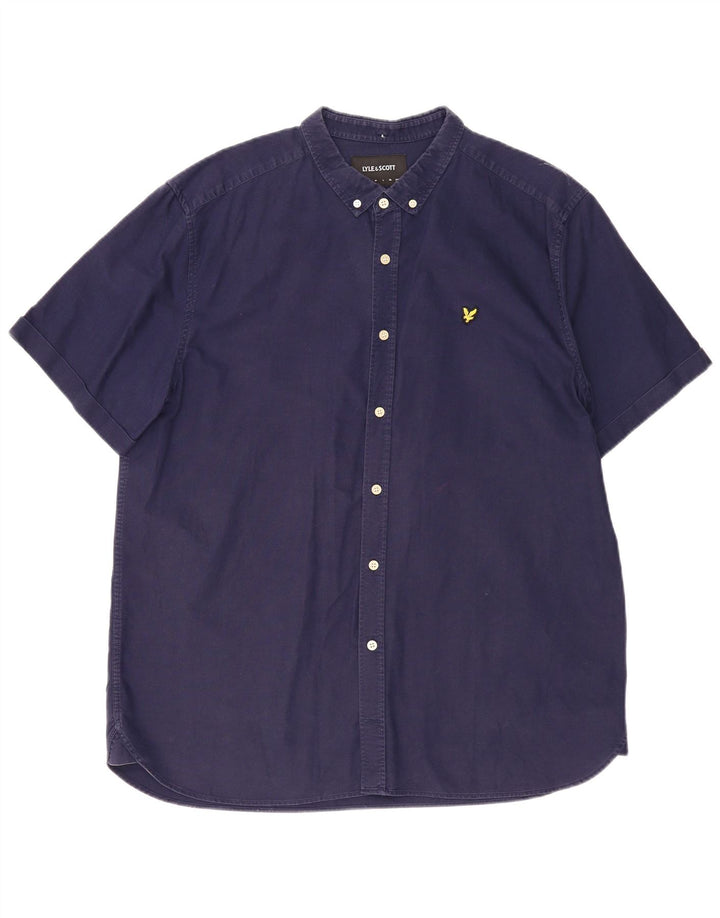 Lyle & Scott Herren Kurzarmhemd 2XL Marineblau Baumwolle
