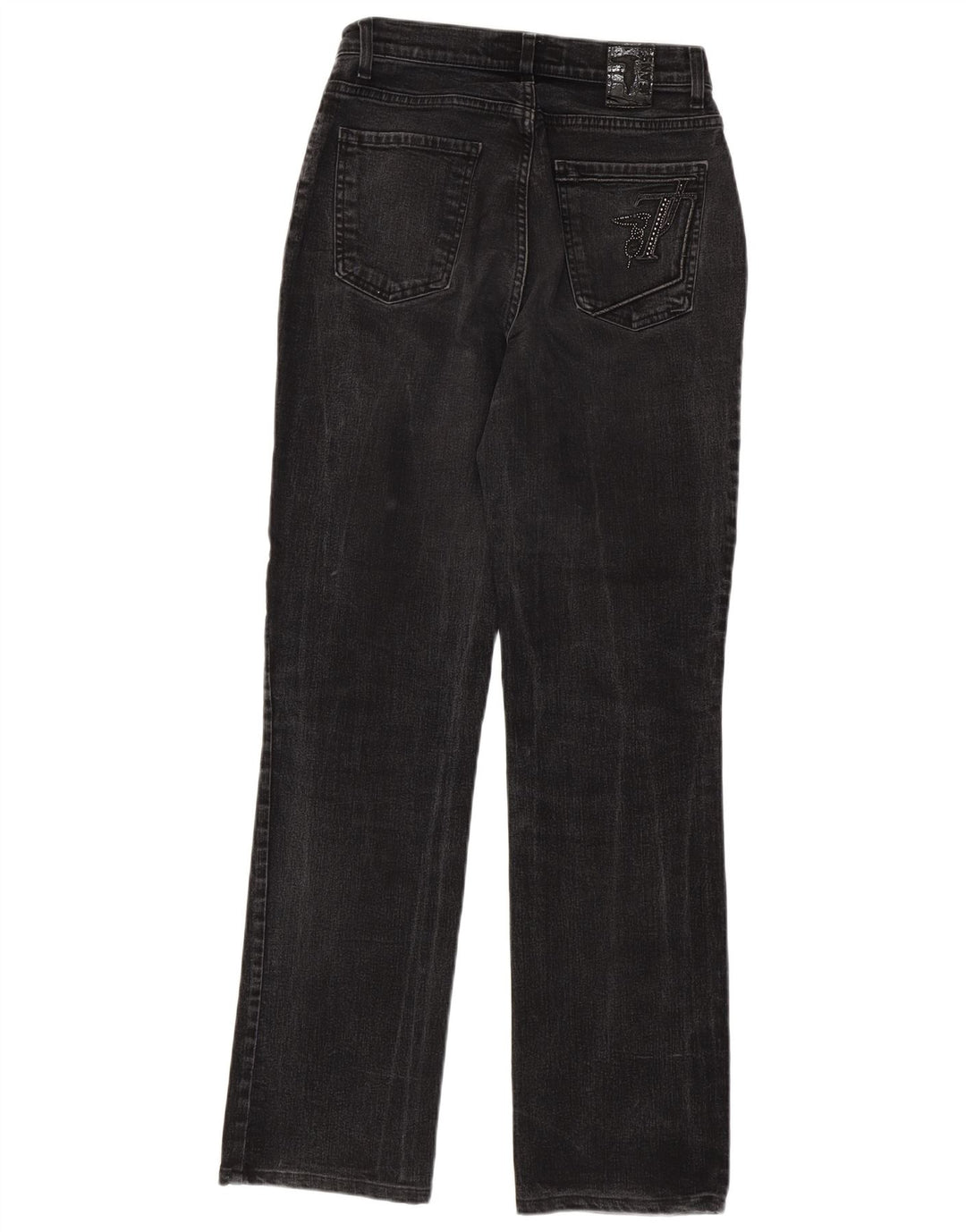 TRUSSARDI Damen Straight Jeans W28 L32 Graue Baumwolle