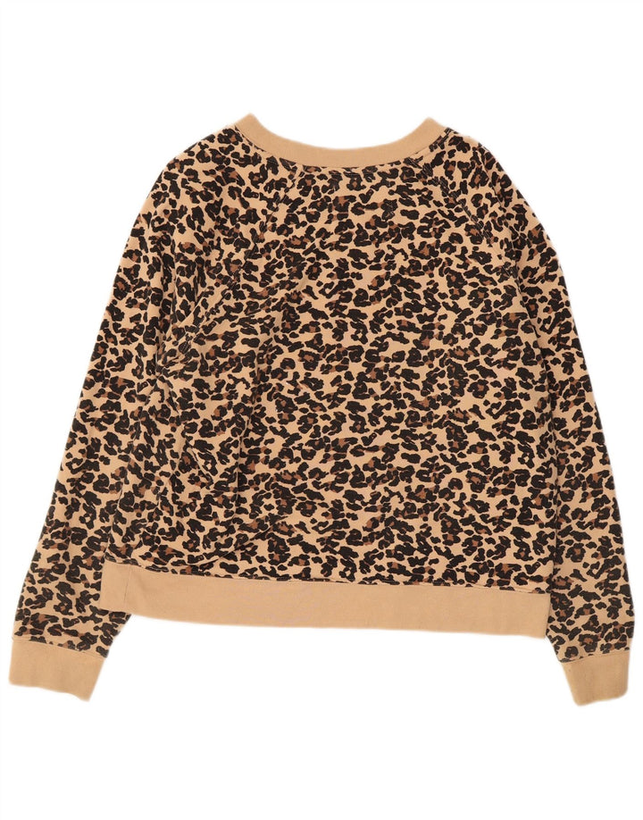 Calvin Klein Jeans Damen Sweatshirt Pullover UK 14 Medium Beige Animal Print