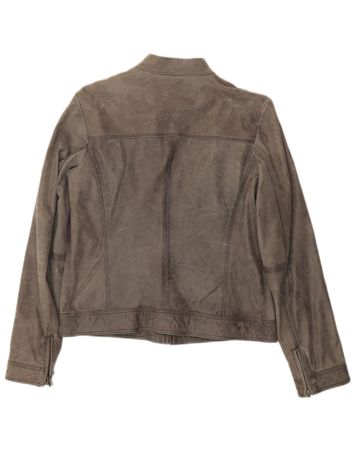 Mango Damen Wildlederjacke UK 16 Large Graues Schaffell