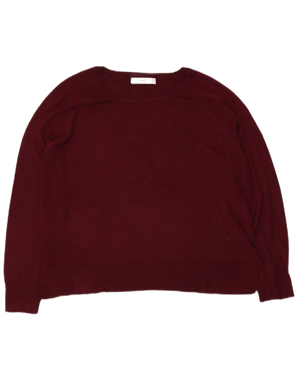 Zara Damen-Pullover mit U-Boot-Ausschnitt, Gr. 14, mittleres Burgunderrot