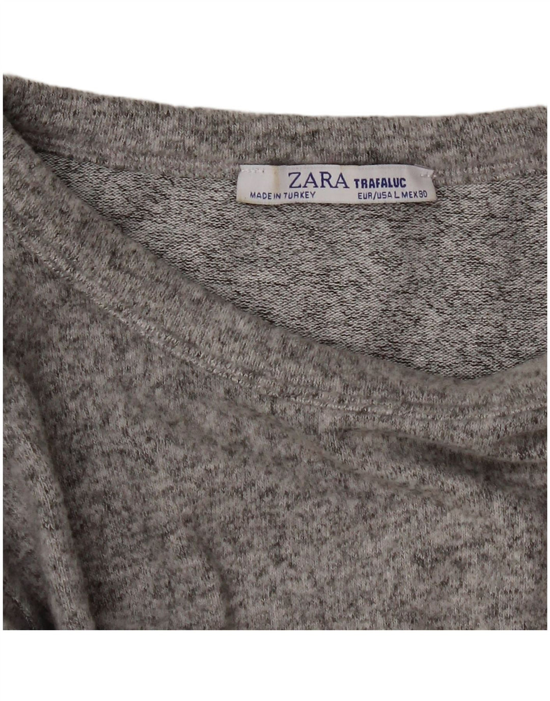 Zara Damen Crop Top Langarm UK 14 Large Grau