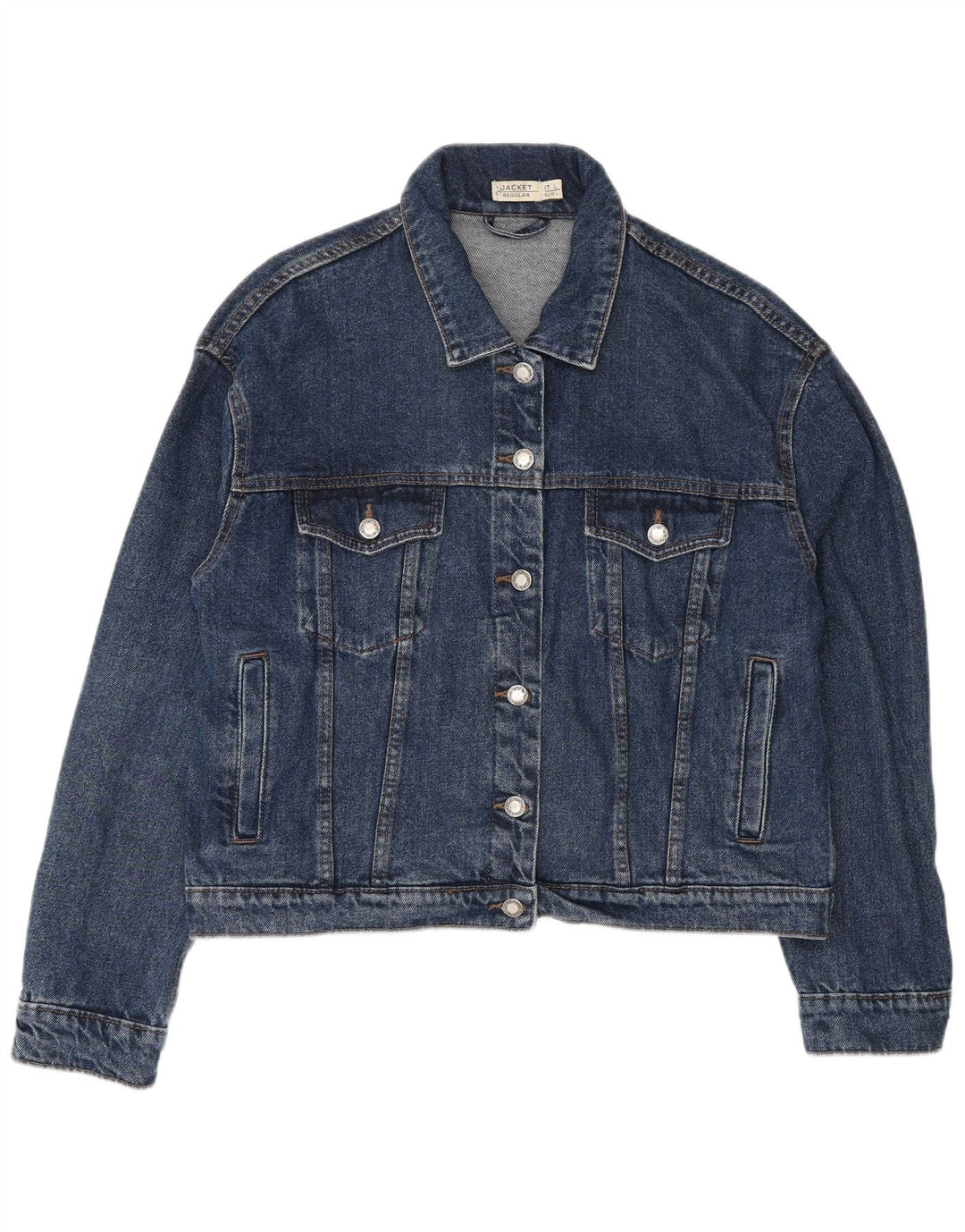 VINTAGE Damen Jeansjacke mit normaler Passform, Größe UK 16, Größe L, Blau