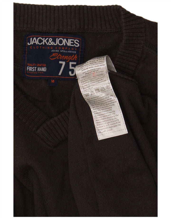 Jack & Jones Herren-Pullover mit V-Ausschnitt aus mittelgrauer Baumwolle