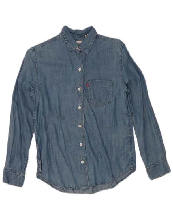 Levi's Damen Boyfriend-Jeanshemd UK 2 2XS Blaues Lyocell