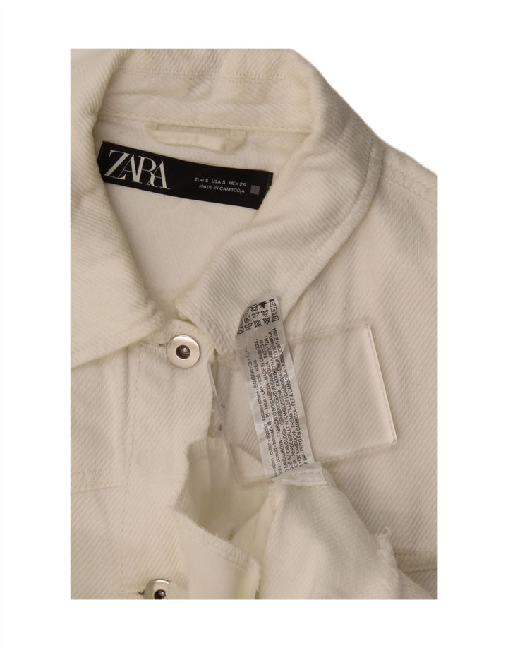 Zara Damen Overshirt-Hemd UK 10 Small Weiße Baumwolle