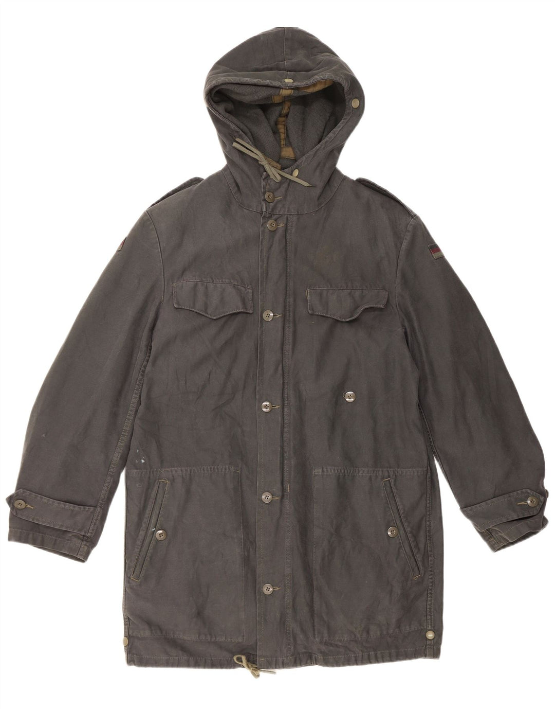 Vintage Herren Kapuzenparka Jacke UK 38 Mittelgrau