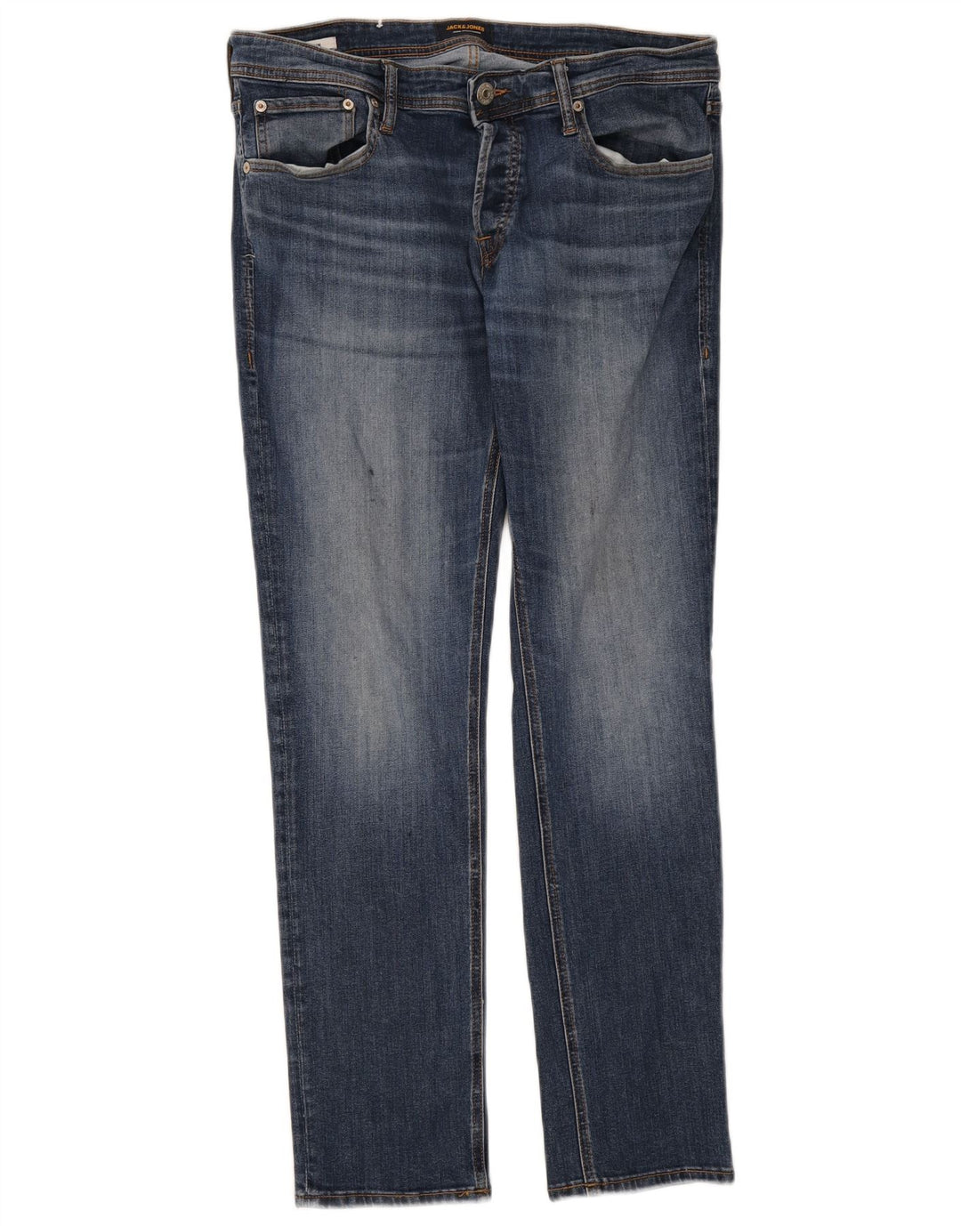 JACK & JONES Mens Straight Jeans W36 L32 Blue Cotton