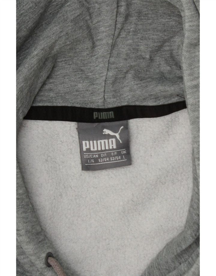 PUMA Mens Graphic Hoodie Jumper Large Grey Cotton Vintage Puma and Second-Hand Puma from Messina Hembry 