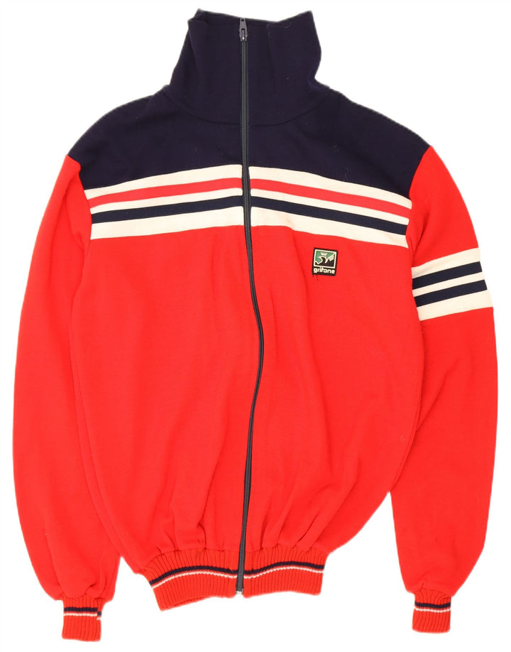 Grifone Herren-Cardigan mit durchgehendem Reißverschluss IT 50 Mittelrotes Farbblock-Acryl