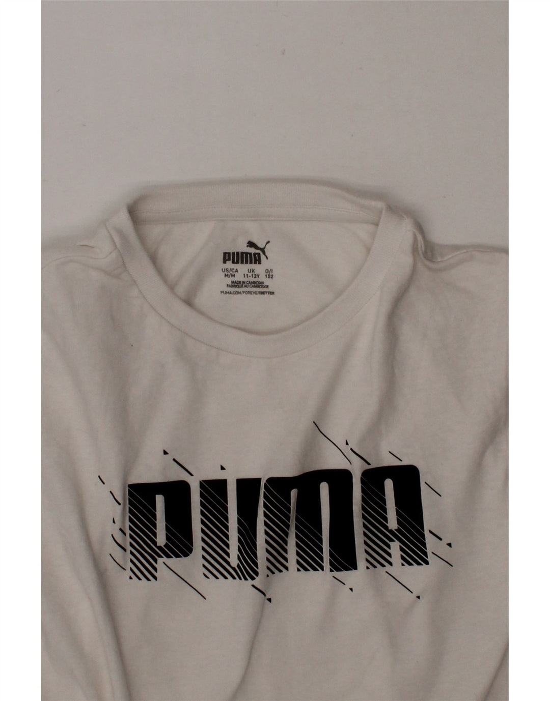 PUMA Boys Graphic T-Shirt Top 11-12 Years White Cotton Vintage Puma and Second-Hand Puma from Messina Hembry 