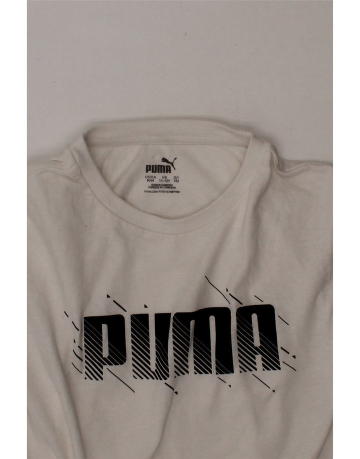 PUMA Boys Graphic T-Shirt Top 11-12 Years White Cotton Vintage Puma and Second-Hand Puma from Messina Hembry 