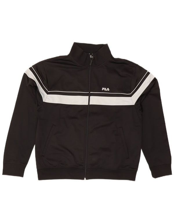 Fila Herren-Trainingsanzug-Top-Jacke, großes schwarzes Farbblock-Polyester