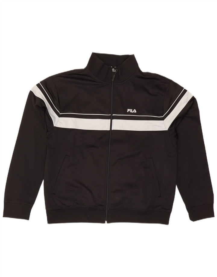 Fila Herren-Trainingsanzug-Top-Jacke, großes schwarzes Farbblock-Polyester