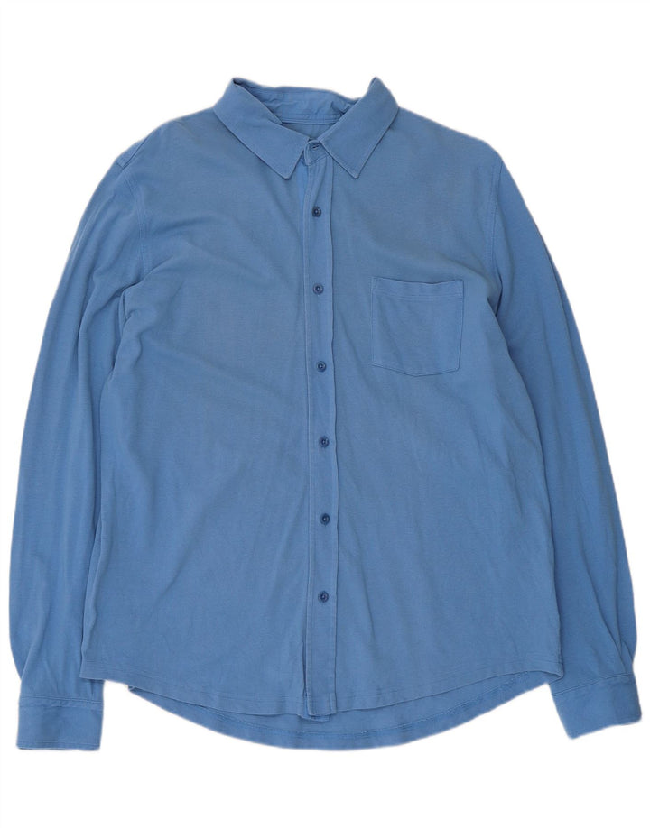 Massimo Dutti Herrenhemd XL, blaue Baumwolle