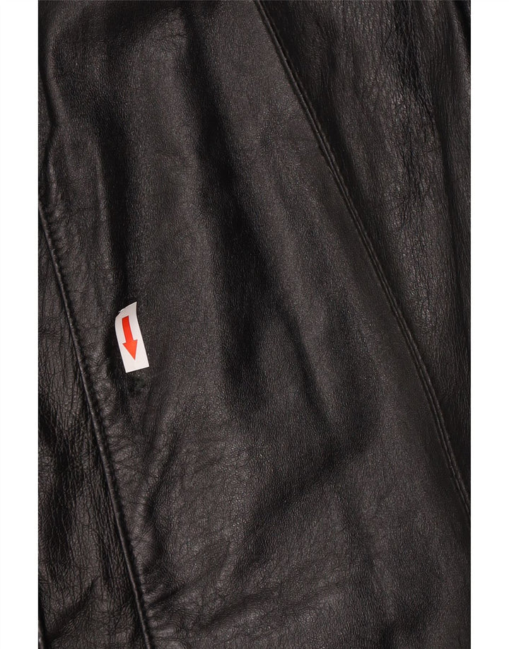 Vintage Damen Ledermantel UK 14 Large Schwarz