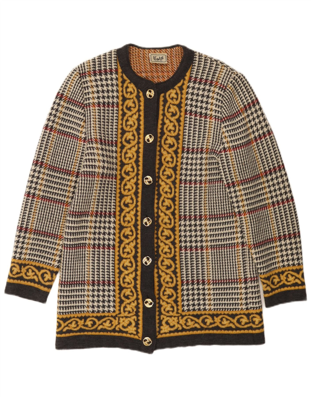 Liola Damen-Cardigan-Pullover UK 12 Medium Mehrfarbige Hahnentritt-Wolle