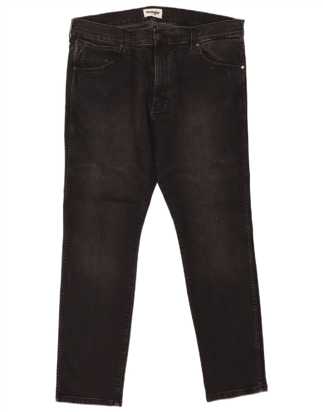 WRANGLER Herren Larston Slim Jeans W38 L32 Schwarze Baumwolle