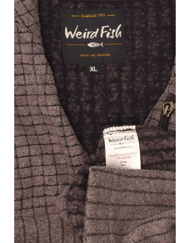 Weird Fish Herren-Fleecepullover mit Reißverschluss, XL, Grau, Polyester