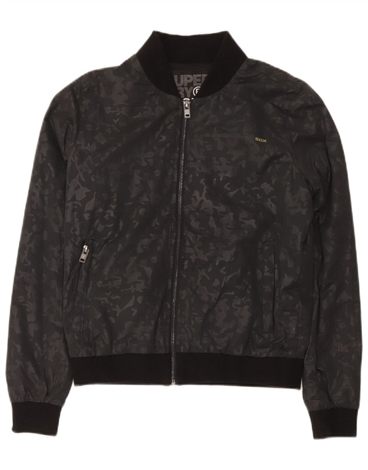 Superdry Damen-Trainingsanzug-Top-Jacke, UK 14, mittlere schwarze Tarnung