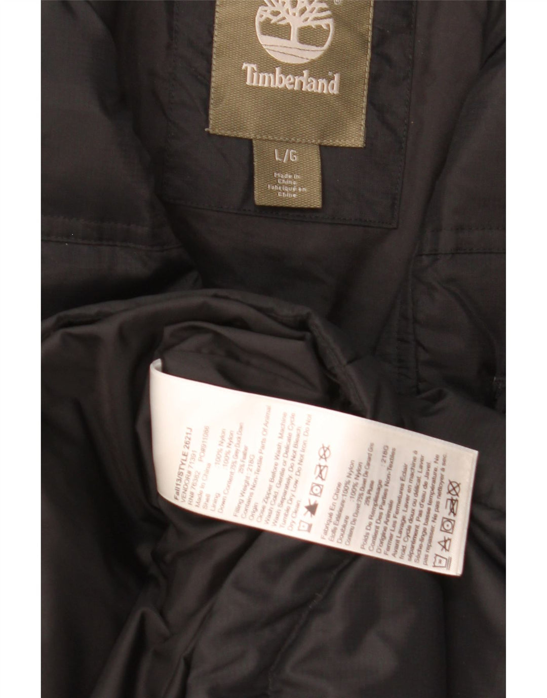 Timberland Herren Wattierte Jacke UK 40 Large Schwarz Nylon