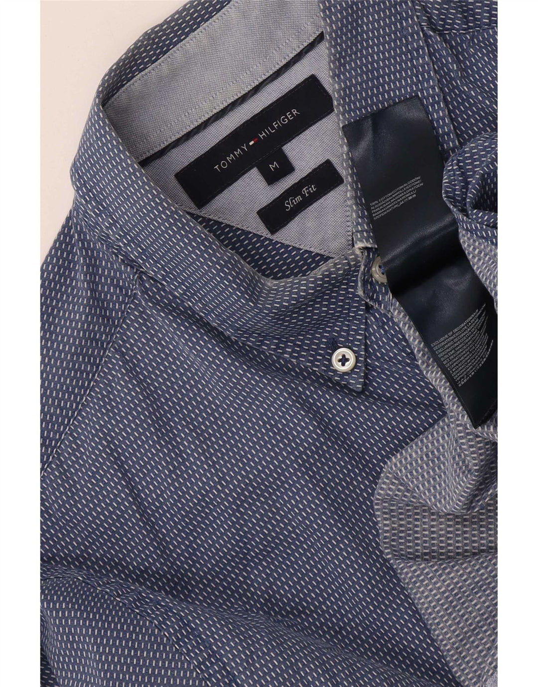 Tommy Hilfiger Herren-Slim-Fit-Hemd aus mittelblau gepunkteter Baumwolle
