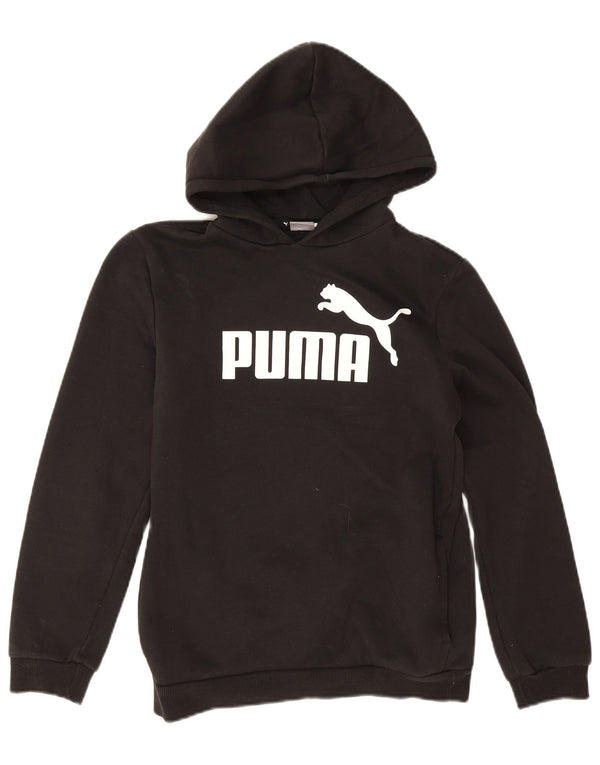 Puma Jungen-Pullover mit grafischem Kapuzenpullover, 13–14 Jahre, schwarze Baumwolle