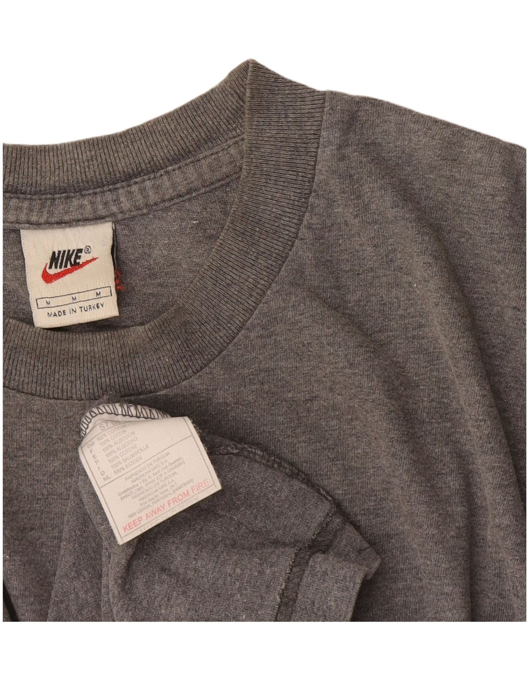 Nike Herren-T-Shirt-Oberteil aus mittelgrau gefleckter Baumwolle