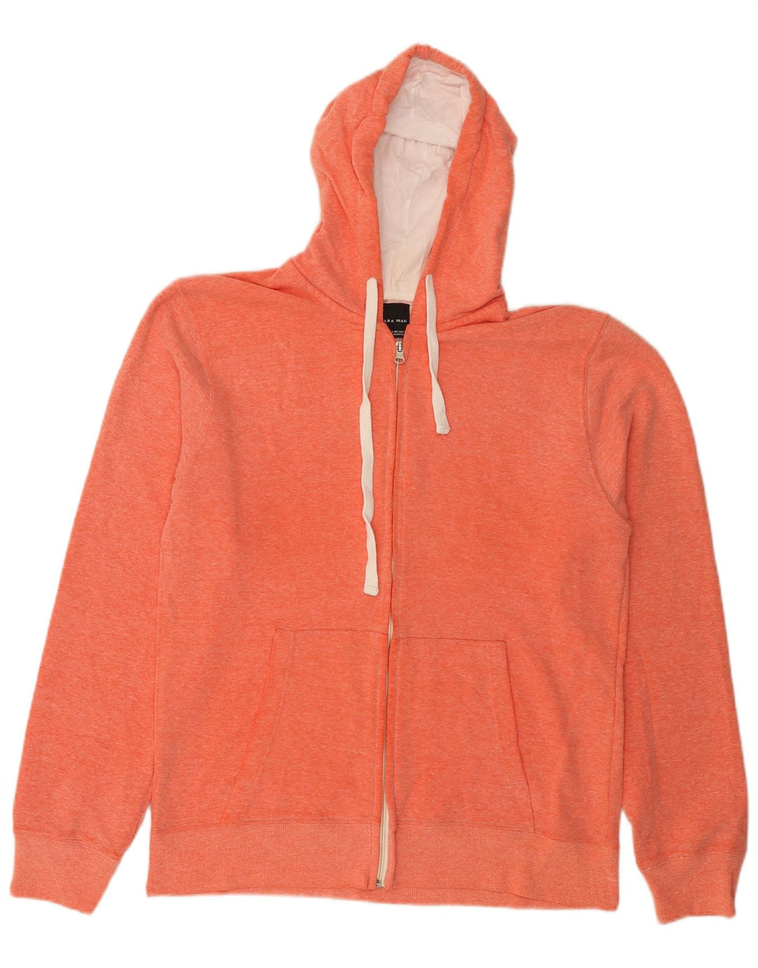 Zara Herren-Kapuzenpullover mit Reißverschluss, XL, Orange meliert