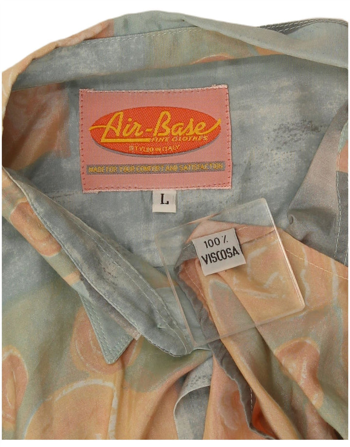 Vintage Herren-Kurzarmshirt mit abstraktem Muster, groß, mehrfarbig