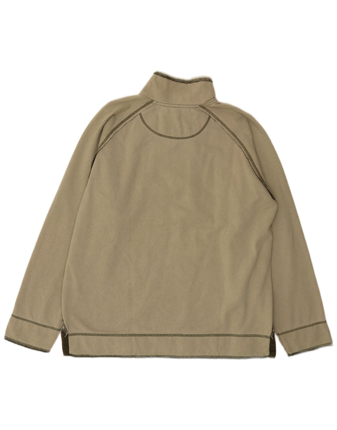 Fat Face Herren-Sweatshirt mit Reißverschluss am Hals, mittlere Khaki-Baumwolle