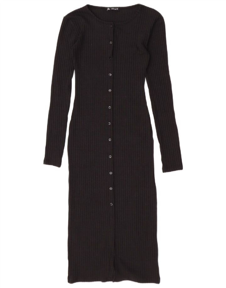 Zara Damen Longline-Cardigan-Pullover UK 8 Small Schwarz Polyester