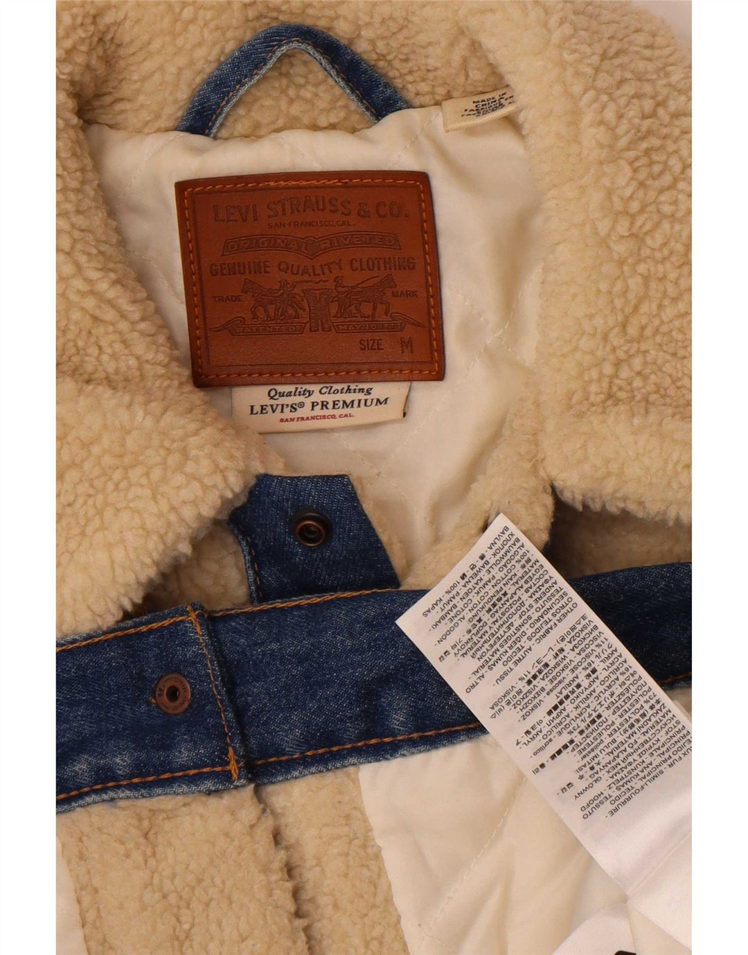 Levi's Herren-Teddybär-Fleecejacke, UK 38, Mittel, gebrochenes Weiß, Farbblock