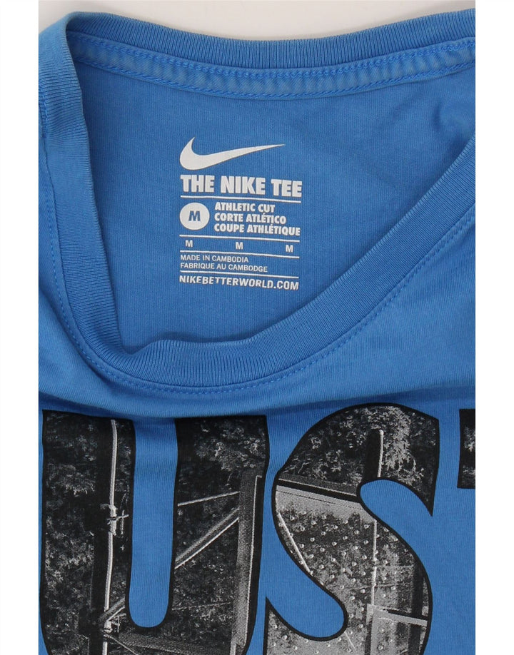 NIKE Womens Athletic Cut Graphic T-Shirt Top UK 14 Medium Blue Vintage Nike and Second-Hand Nike from Messina Hembry 