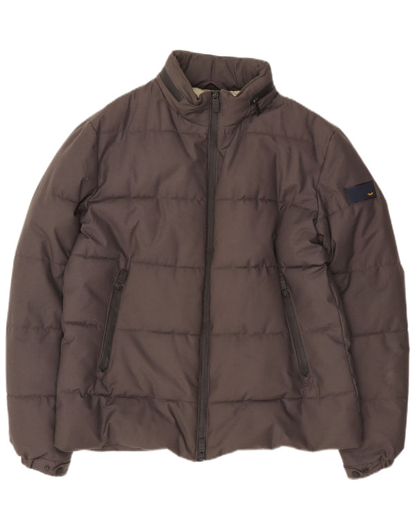 Armata Di Mare Mens Hooded Padded Jacket UK 40 Large Grey Polyester