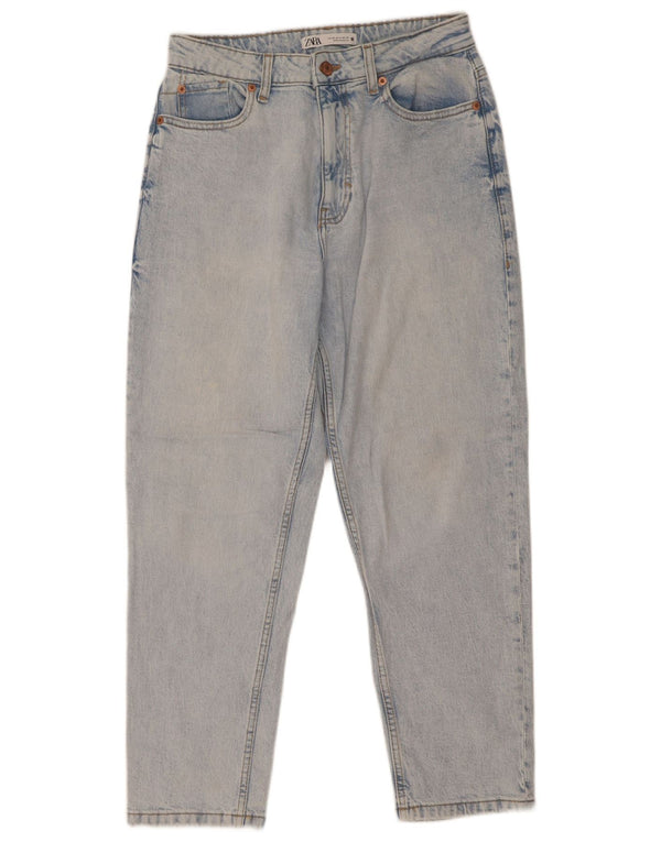 Zara Damen-Jeans mit hoher Taille, EU 38, Größe S, W28, L27, blaue Baumwolle