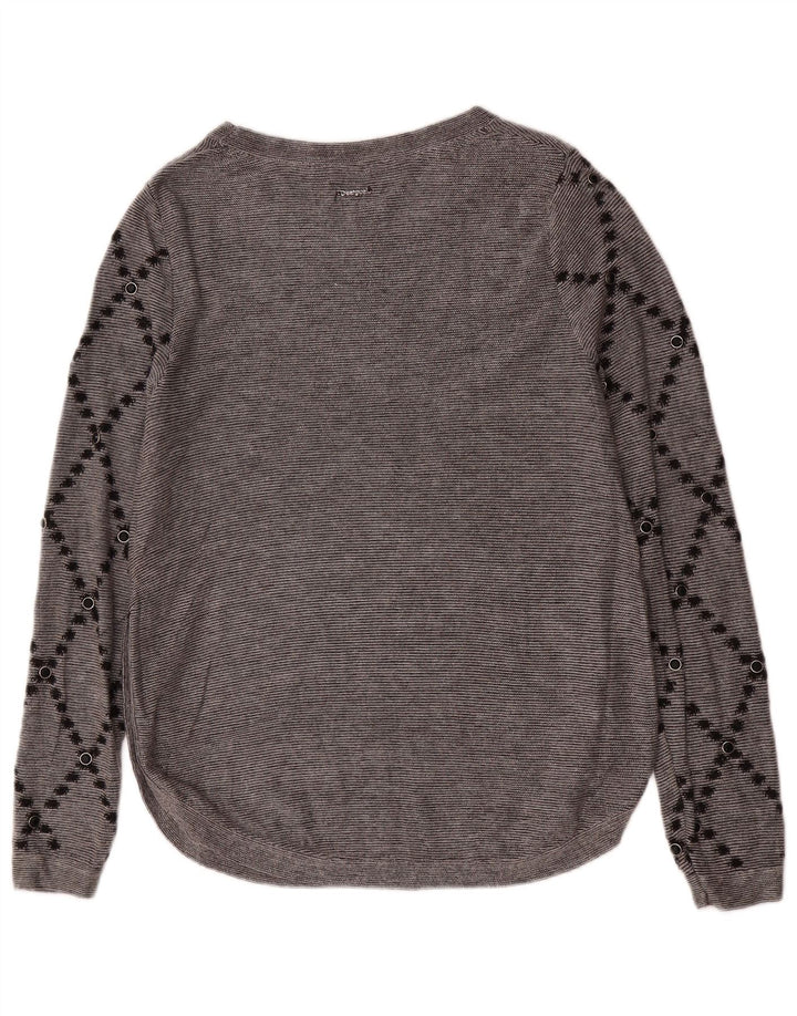 Desigual Damen Graphic Top Langarm UK 14 Mittelgrau Paisley