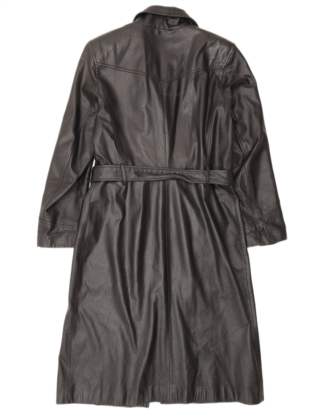 HENNES Damen Ledermantel EU 42 Großes schwarzes Leder