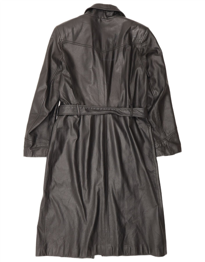 HENNES Damen Ledermantel EU 42 Großes schwarzes Leder