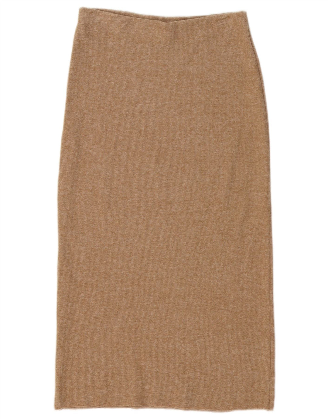 Zara Damen Strick-Midirock mit hoher Taille, Größe S, W26, Beige