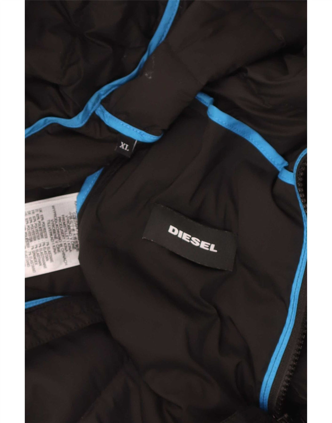 Diesel Herren-Kapuzenjacke, gepolstert, UK 42, XL, Schwarz, Polyester