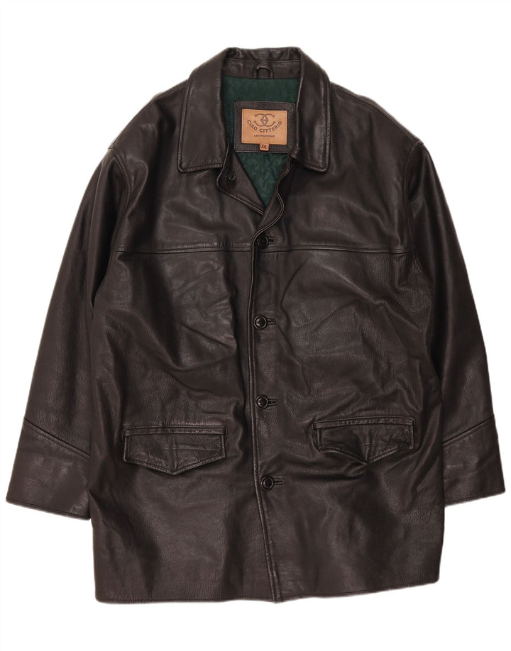 Ciro Citterio Herren Ledermantel UK 44 2XL Schwarzes Leder Comics