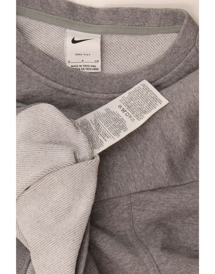 Nike Womens Crop Graphic Oversized Sweatshirt Pullover UK 10 Small Grau