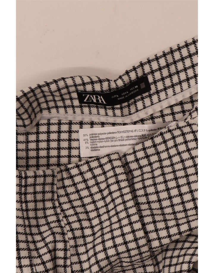 Zara Damen Tapered Chino-Hose, groß, W30, L27, weiß kariertes Polyester