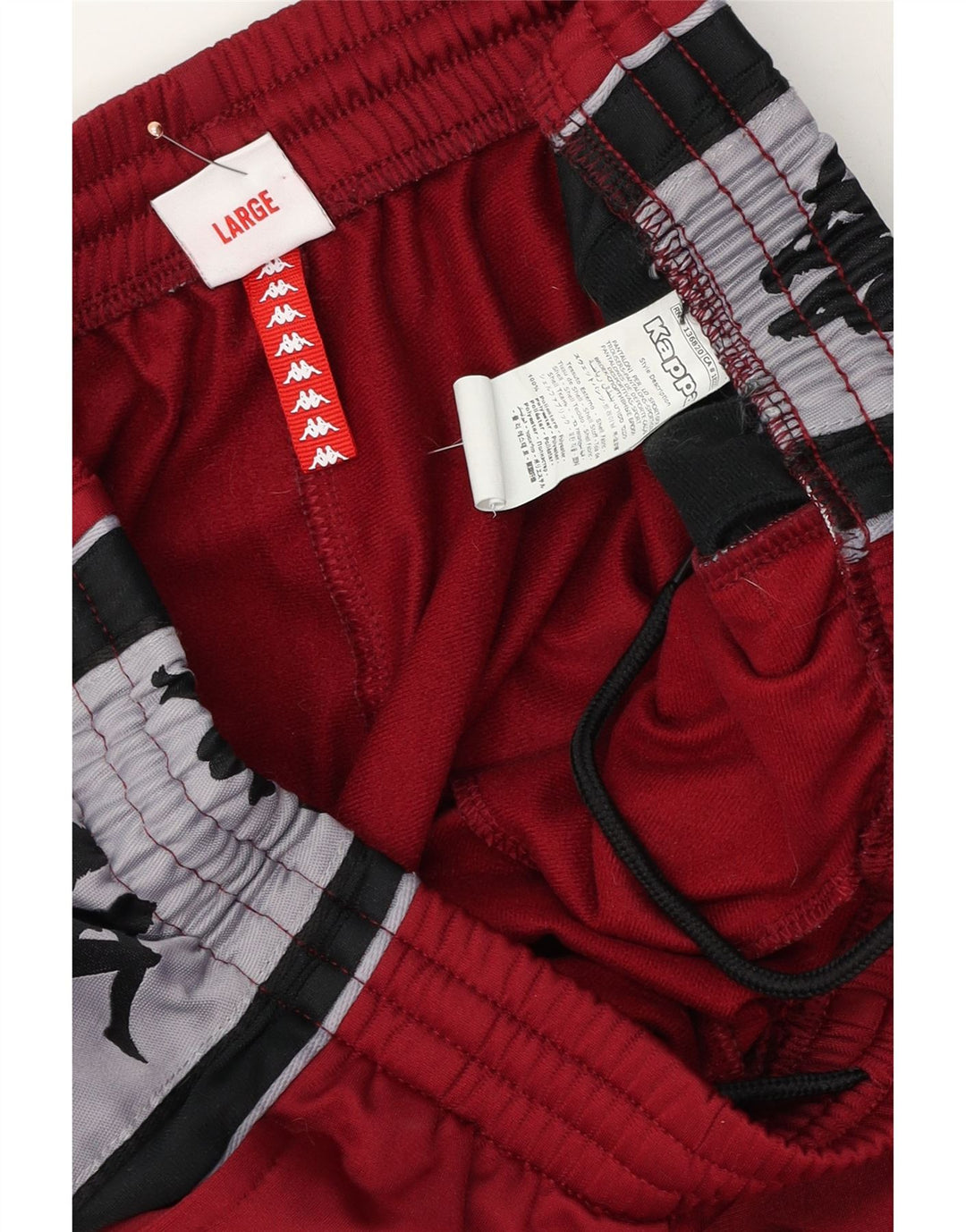 Kappa Herren-Trainingshose mit Grafik, groß, Burgunderrot, Farbblock-Polyester